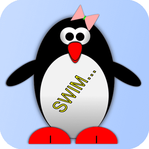 Esther the penguin. Learn to swim.